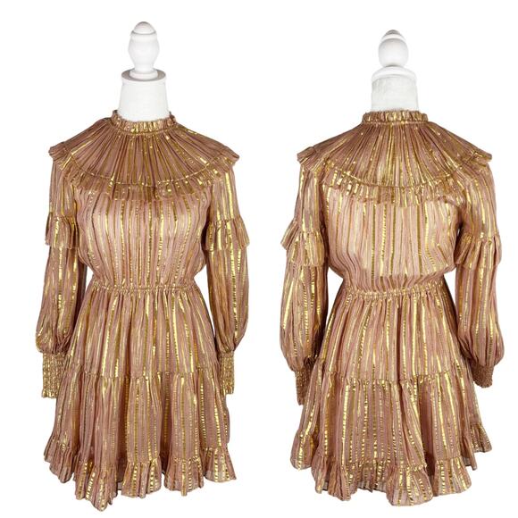 Ulla Johnson Averil Mini Dress 0 Pink Gold NEW - Picture 5 of 13